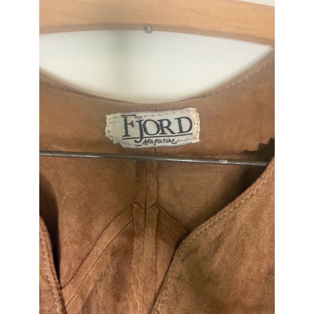Vintage Fjord Magazine Brown Suede Mini Dress V-Neck Ruched Boho Western Small - Picture 3 of 8